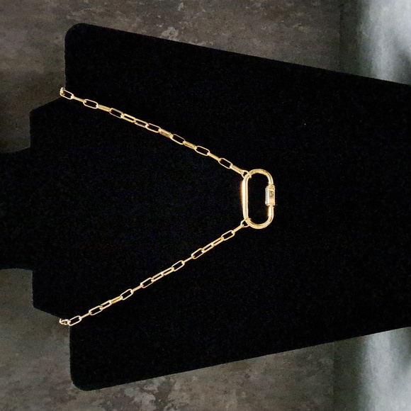 Goldtone Carabiner Necklace - Picture 2 of 4